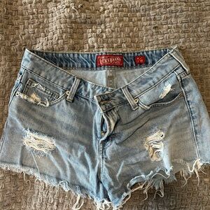 Lucky Brand Women's Ripped Jean Shorts - Light Blue
